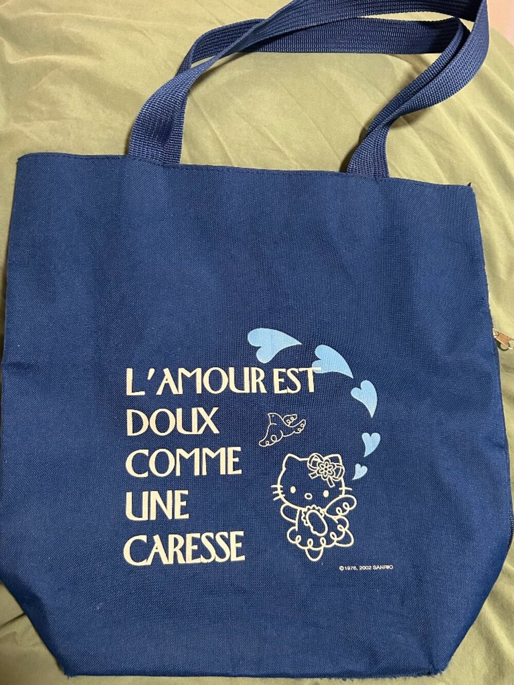 VINTAGE 2002 SANRIO HELLO KITTY FRENCH ANGEL WINGS BLUE TOTE BAG L'AMOUR LOVE